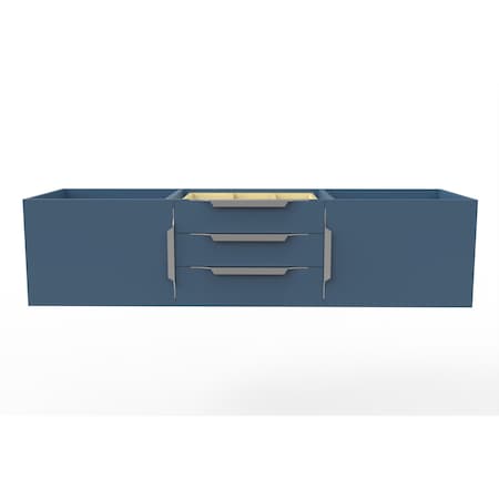 Castello Usa Alpine 60" Wall Mounted Blue Vanity Base with Brushed Nickel Handles CB-MC-60BLU-BN-VBO